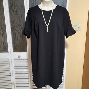 Calvin Klein Women's Beautiful Black Bell Sleeve Sheath Dress